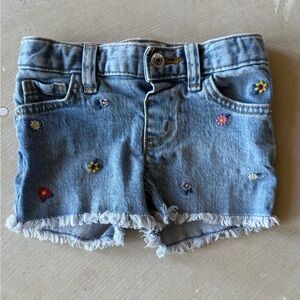 Cat & Jack Light Blue Denim Shorts with Floral Embroidery